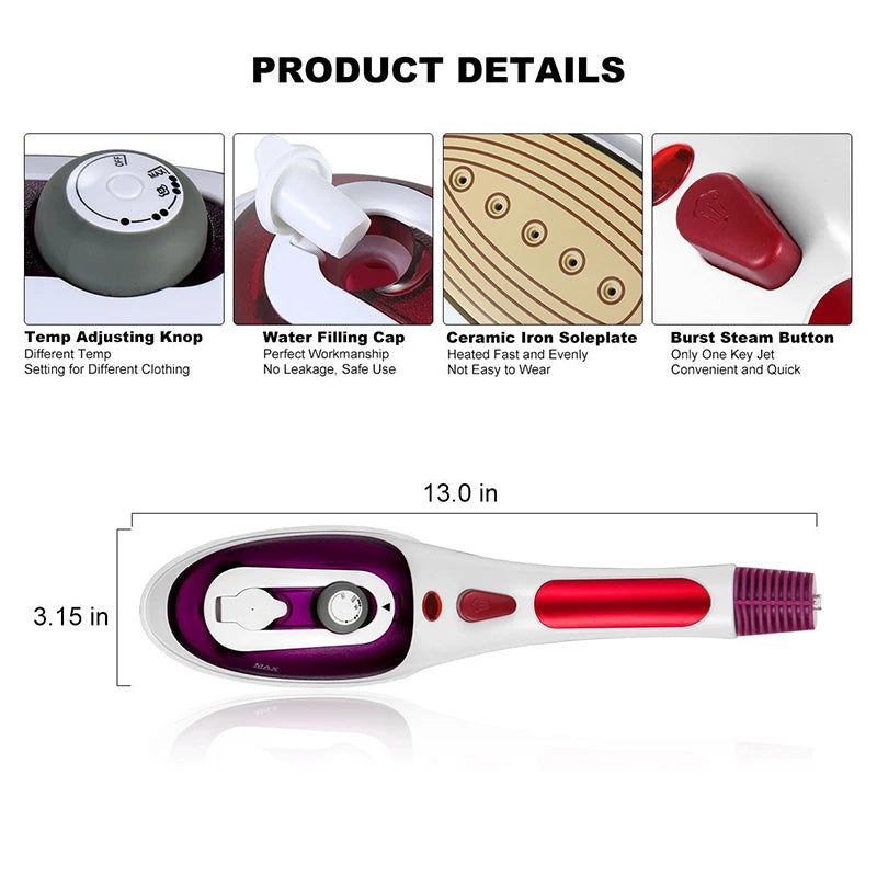 Handheld Garment Steamer Iron – Portable 800W Travel - EverGrowMarkeplace