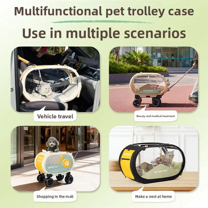 Transparent Folding Pet Trolley Carrier For Travel