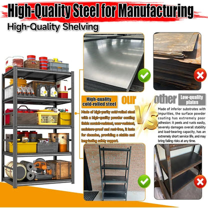 72" Metal Garage Shelving Unit 5-Tier Heavy Duty Rack