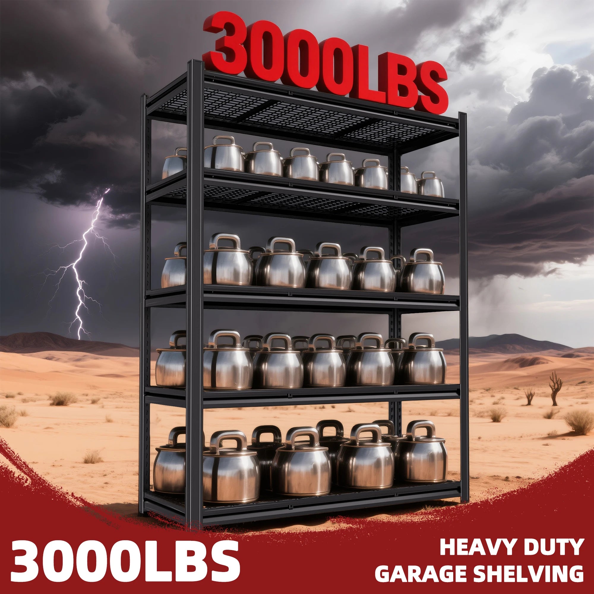 Heavy Duty Metal Storage Rack 5-Tier Adjustable Shelf