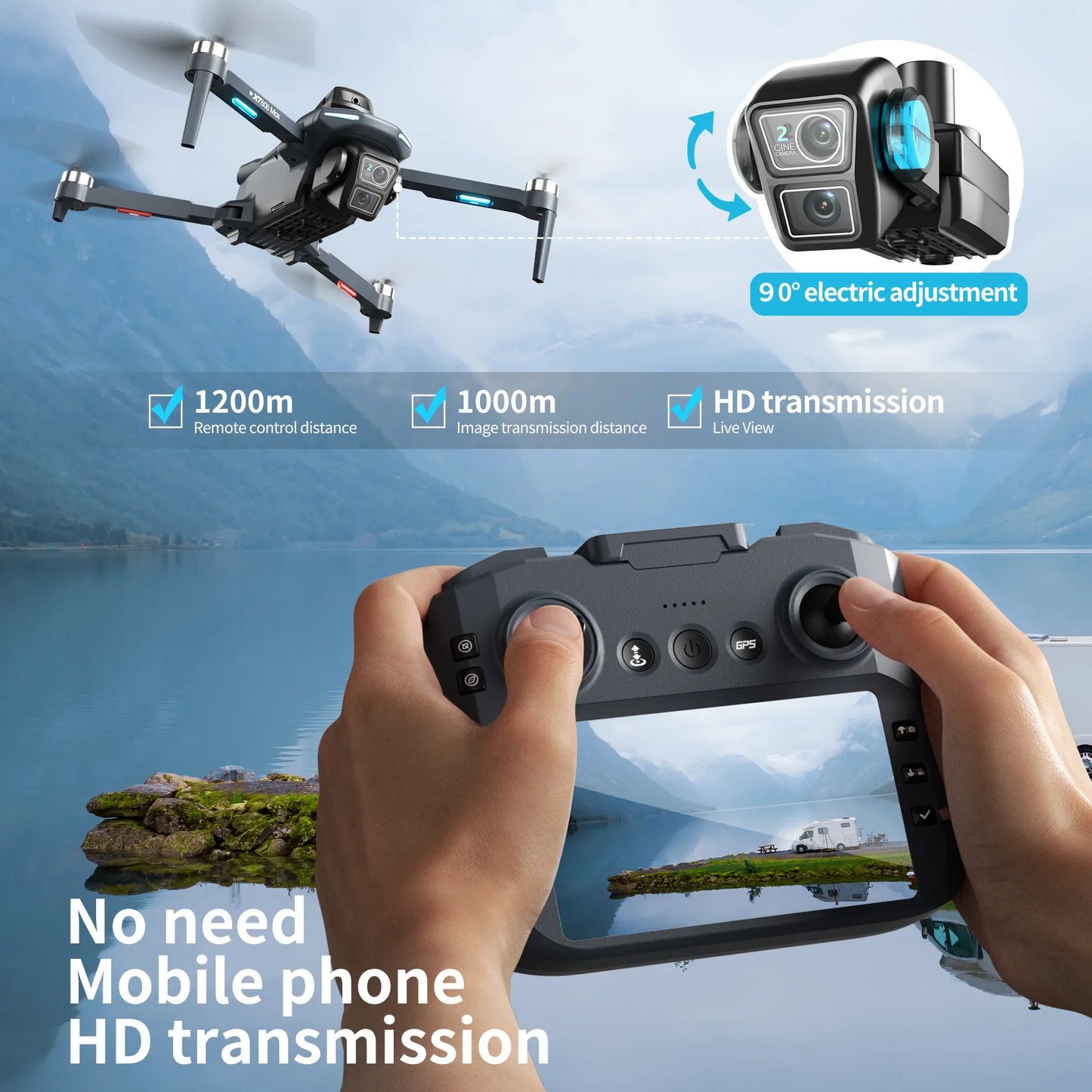 GPS Camera Drone With 8K EIS – 360° Obstacle Avoidance