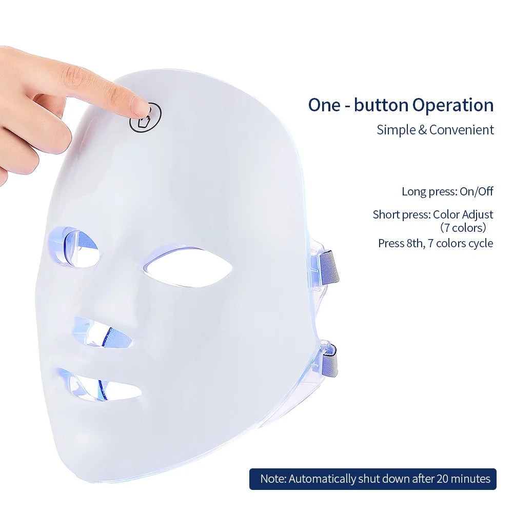 Rechargeable 7-Color LED Facial Mask For Skin Rejuvenation - EverGrowMarkeplace