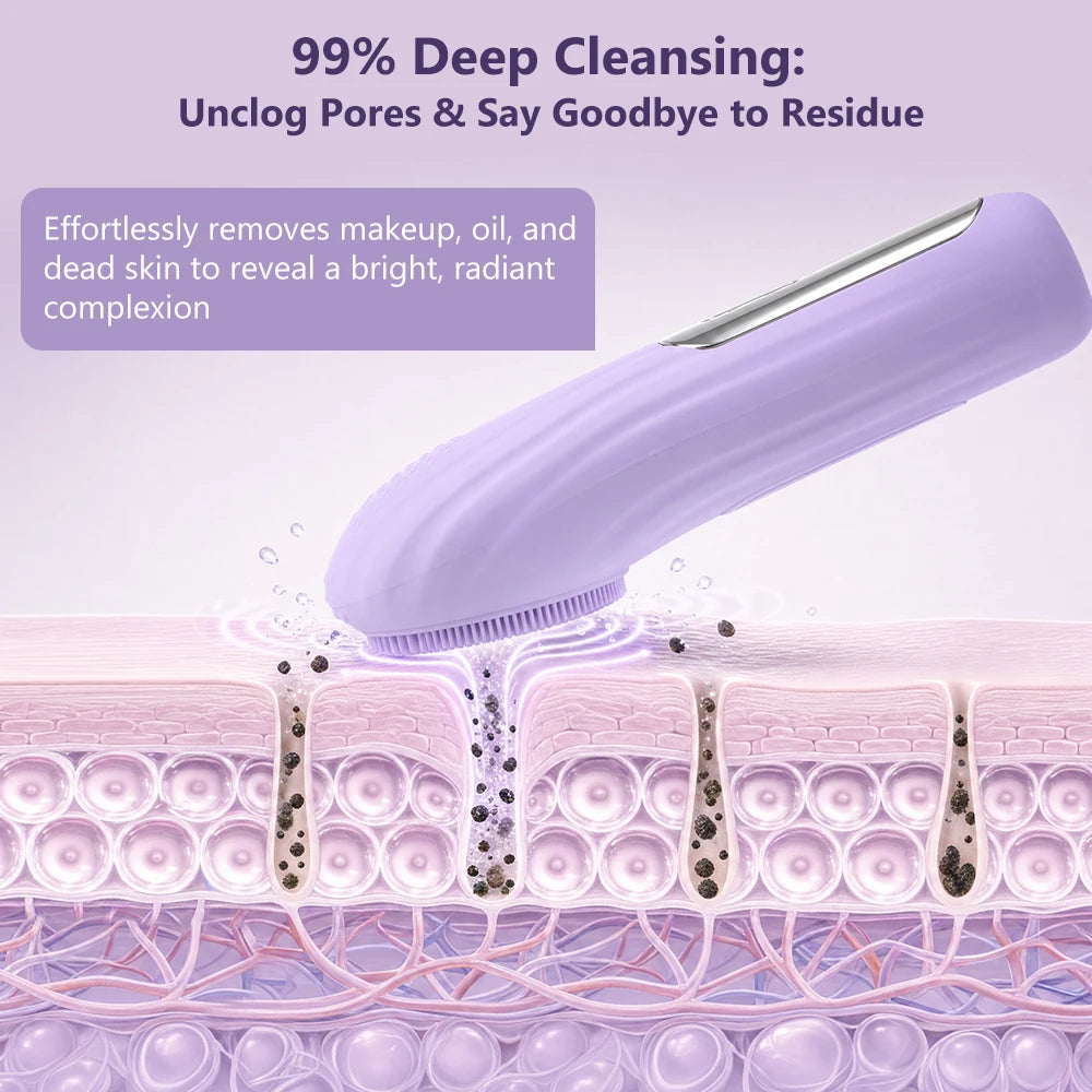 Sonic Silicone Facial Cleansing Brush with Warm Massage