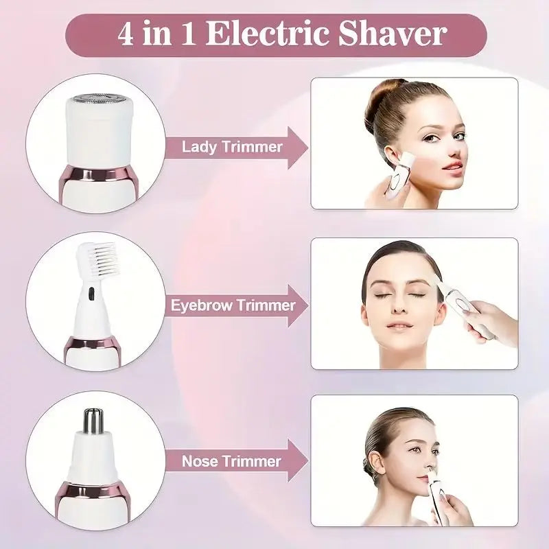 4-in-1 Rechargeable Lady Shaver – Wet & Dry Painless Razor