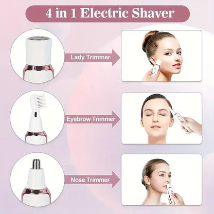 4-in-1 Rechargeable Lady Shaver – Wet & Dry Painless Razor
