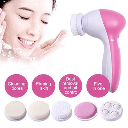5-in-1 Electric Facial Cleansing Brush With Massager