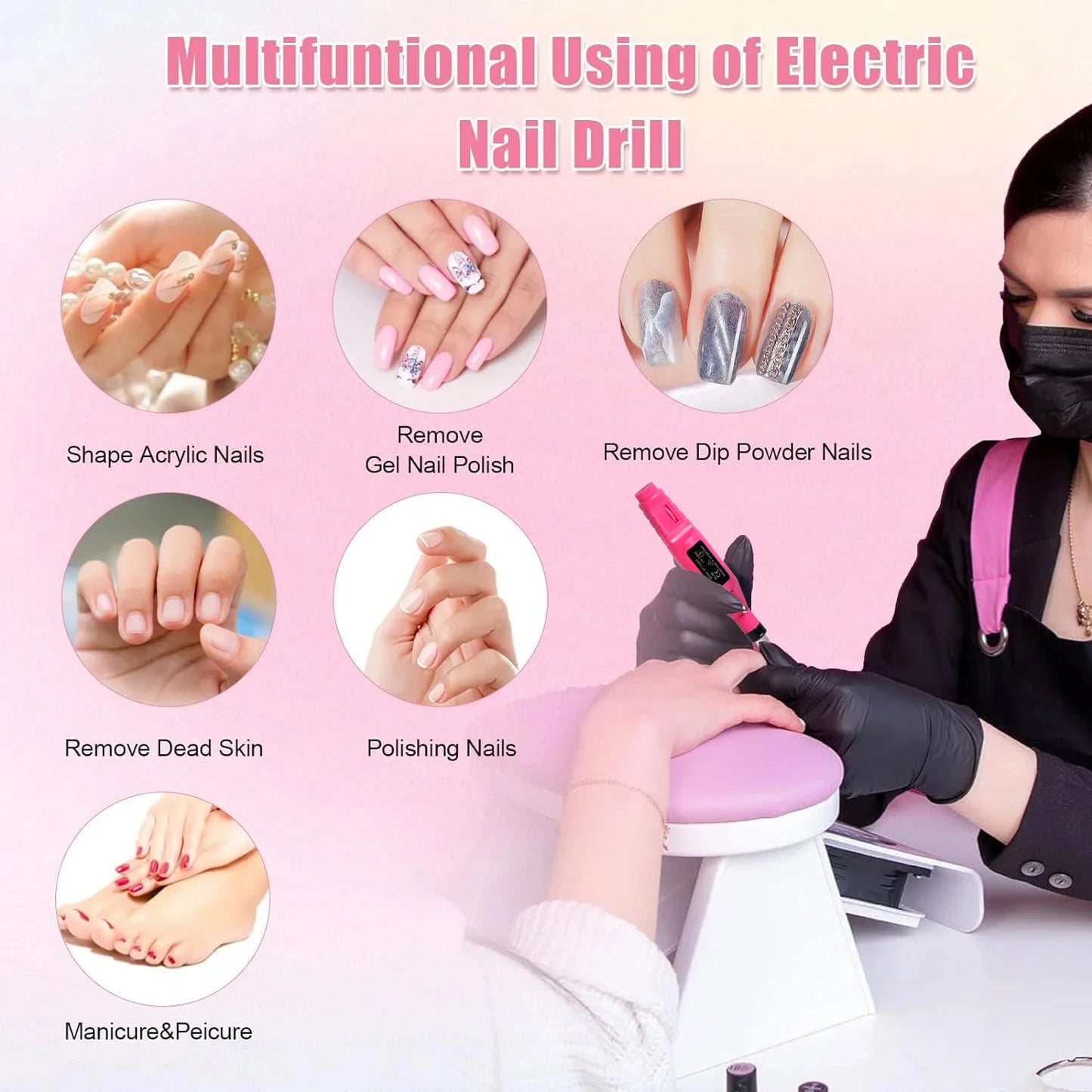 Electric Nail Drill Set for Manicure and Pedicure Care - EverGrowMarkeplace