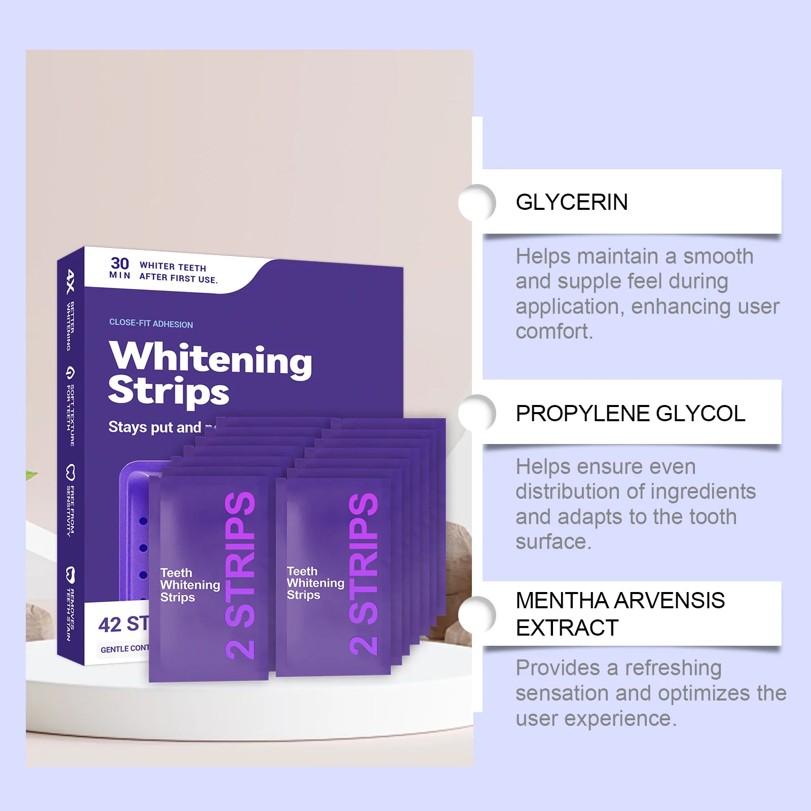 Purple Teeth Whitening Strips – Fresh Breath & Stain Removal - EverGrowMarkeplace