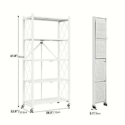Foldable Metal Storage Shelving Unit with Wheels