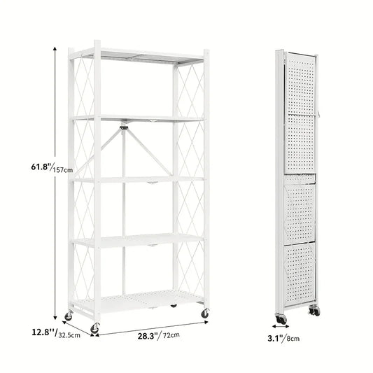 Foldable Metal Storage Shelving Unit with Wheels