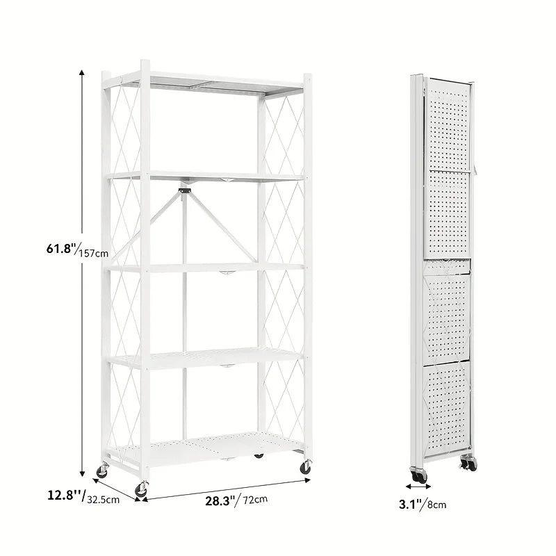 Foldable Metal Storage Shelving Unit with Wheels