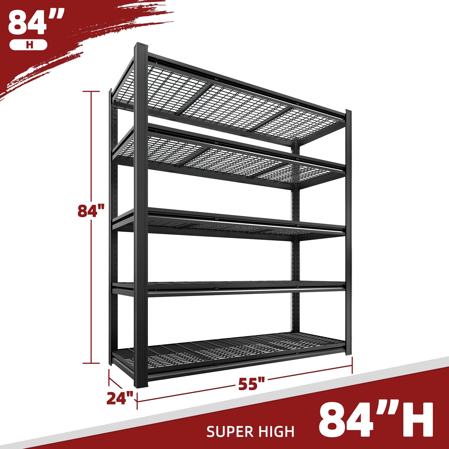Heavy Duty Metal Storage Rack 5-Tier Adjustable Shelf