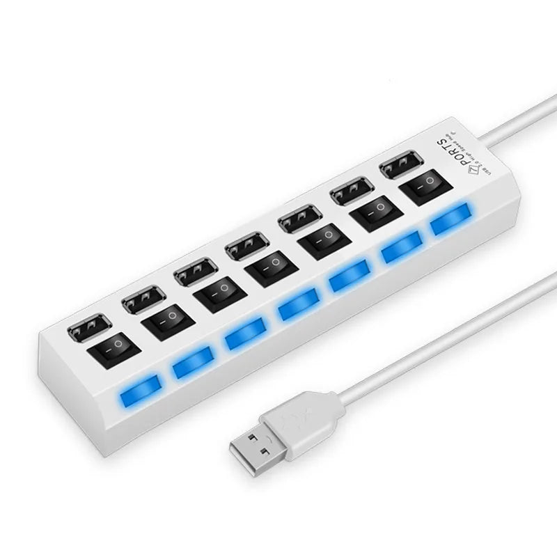 High-Speed USB 2.0 Hub Adapter With Individual Switches