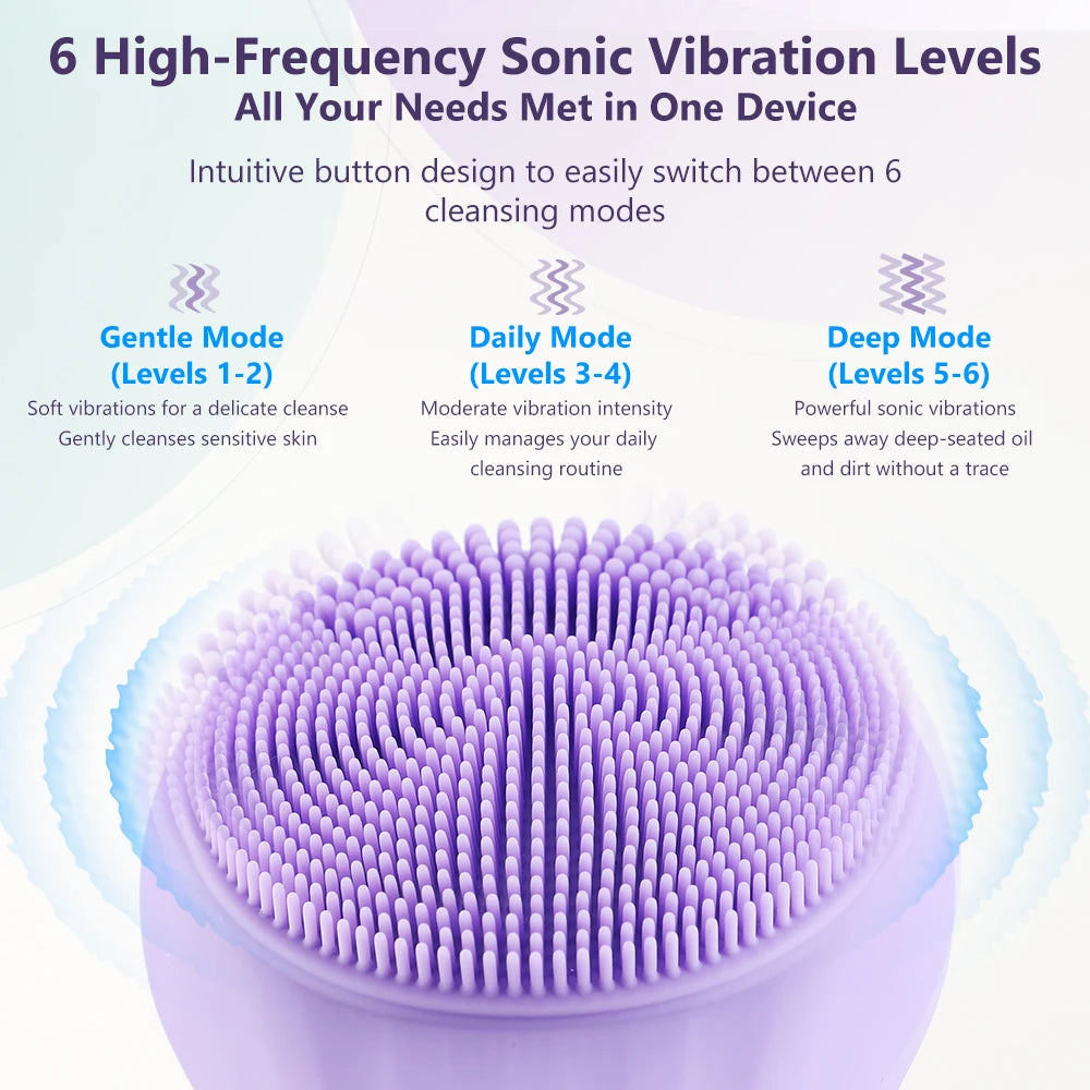 Sonic Silicone Facial Cleansing Brush with Warm Massage