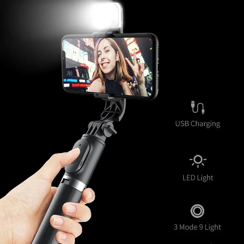 Bluetooth Selfie Stick Tripod with Gimbal Stabilizer