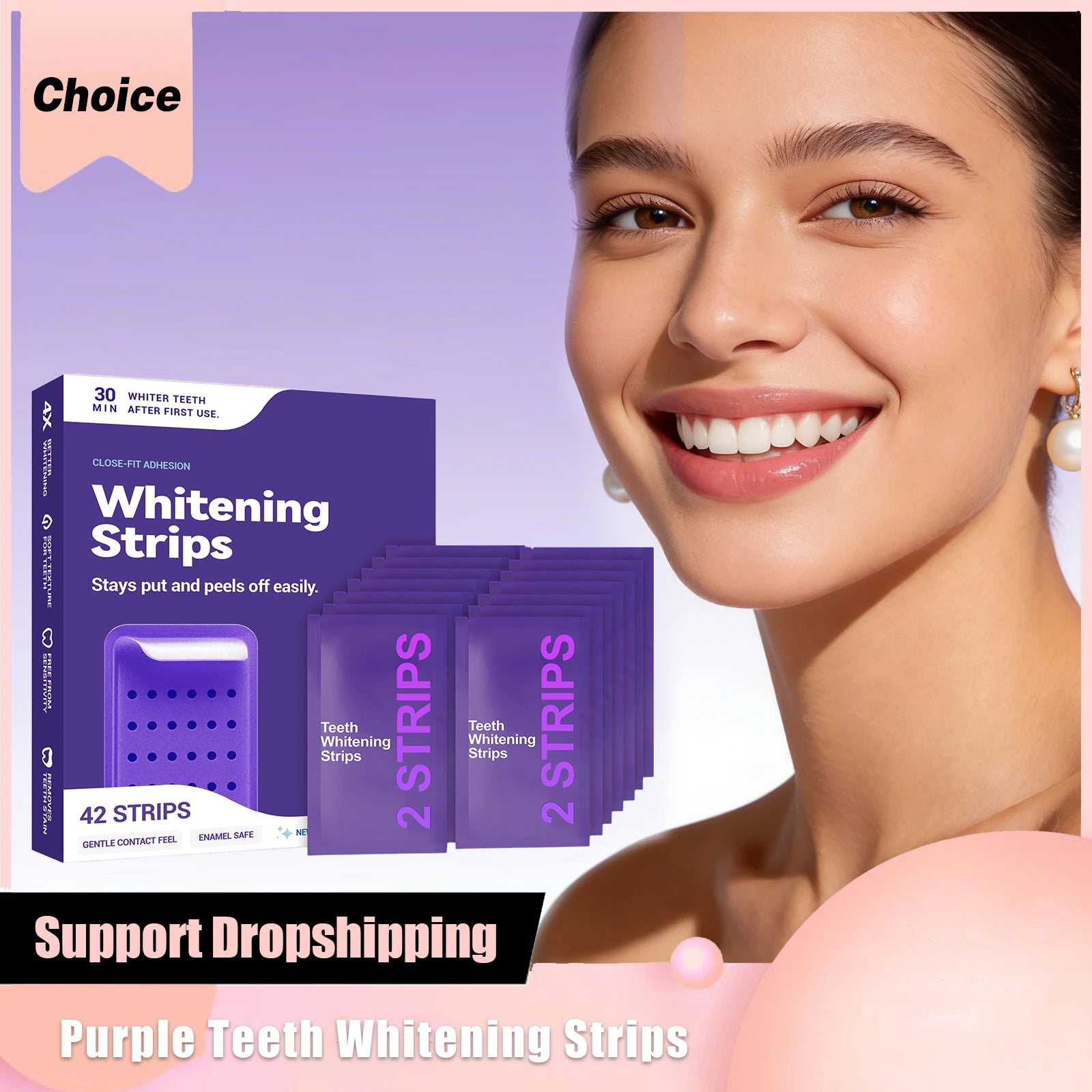 Purple Teeth Whitening Strips – Fresh Breath & Stain Removal - EverGrowMarkeplace