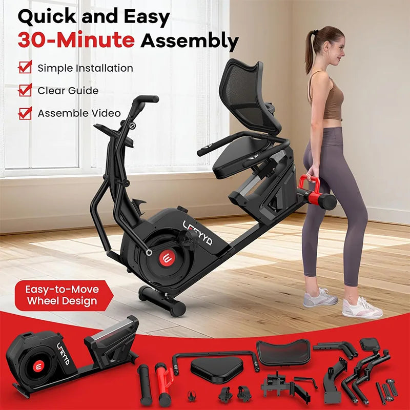 Recumbent Exercise Bike with Arms – 16-Level Magnetic