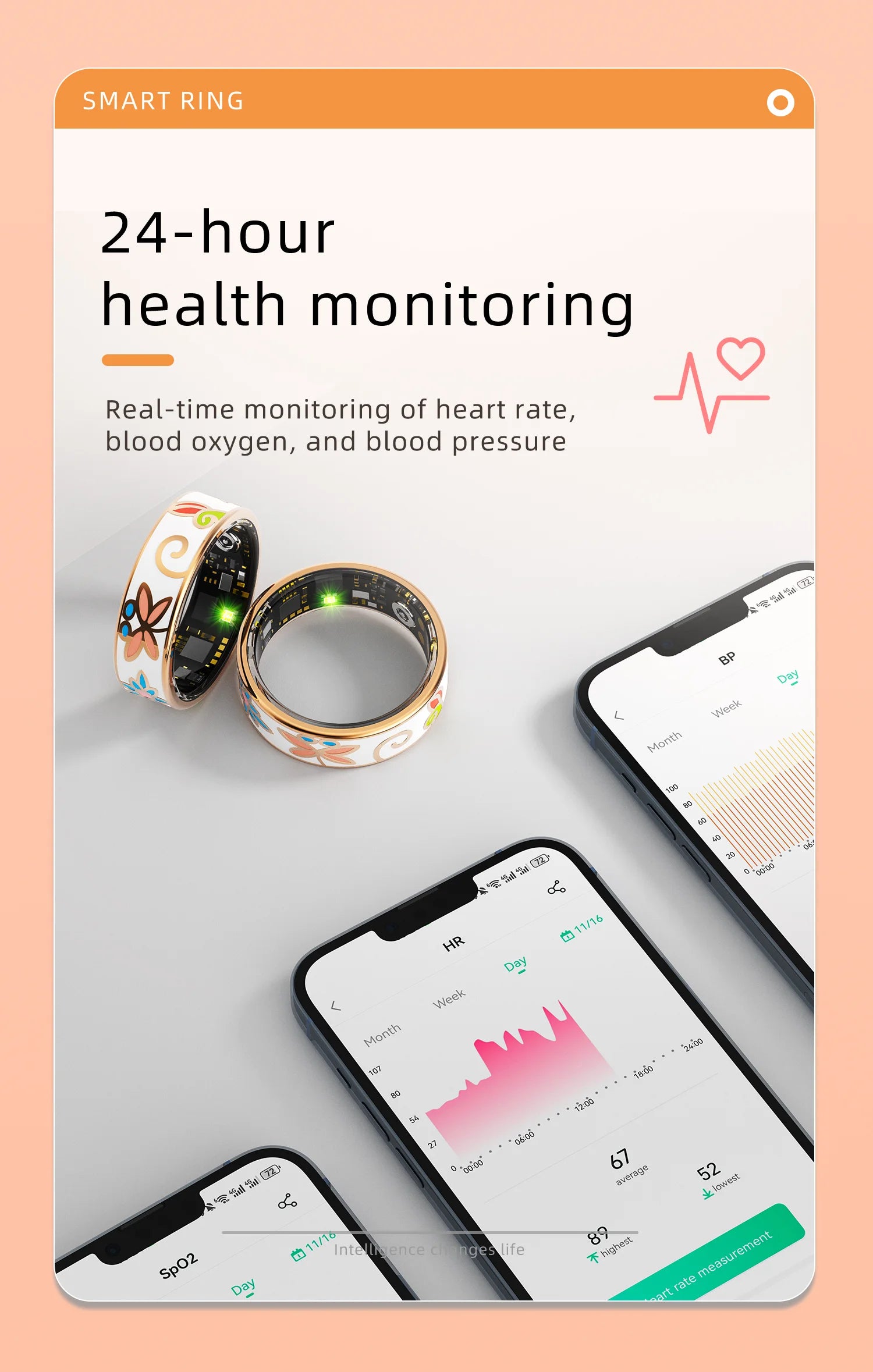 Smart Fitness Ring for Women – Heart, Sleep & Activity