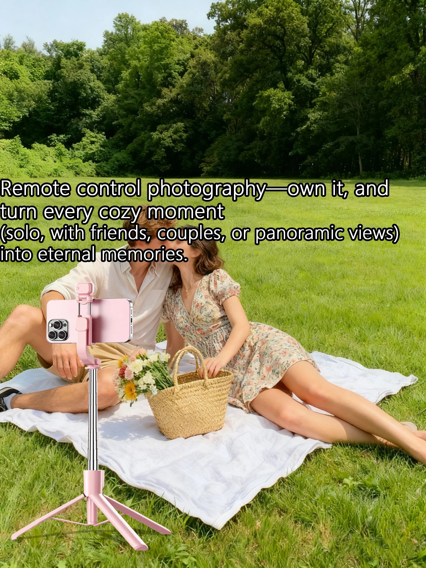 Aluminum Selfie Stick Tripod With Fill Light & Remote
