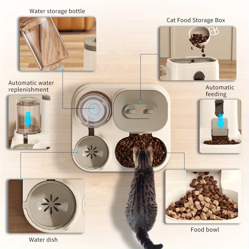 Automatic Pet Feeder Bowl with Water Dispenser