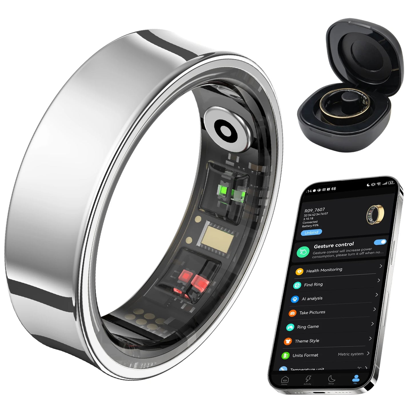 Smart Fitness Ring With AI Health Tracking & Temp