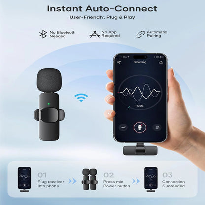 Wireless Lavalier Microphone Kit for iPhone – Dual Noise Reduction - EverGrowMarkeplace