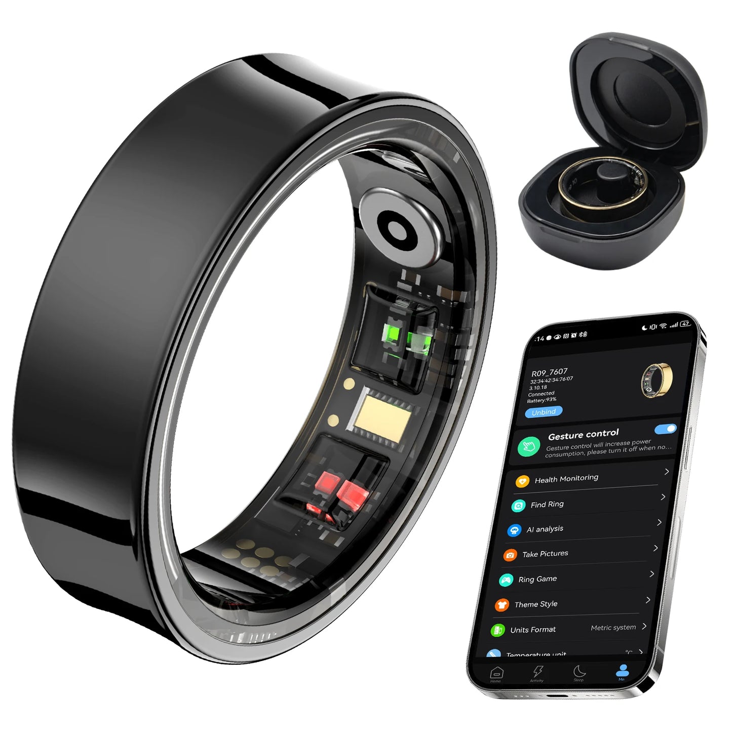 Smart Fitness Ring With AI Health Tracking & Temp