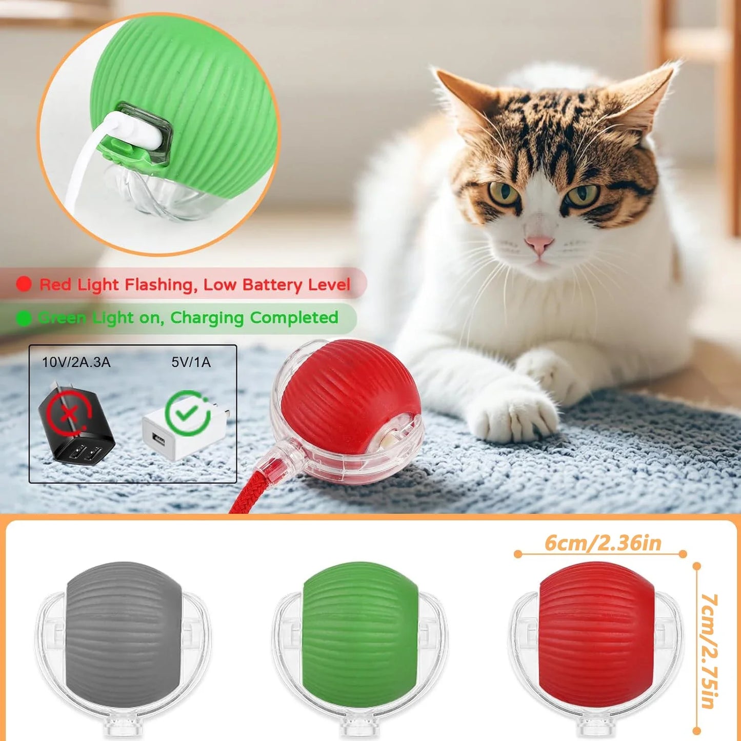 Interactive Auto-Rolling Cat Ball Toy – Rechargeable Sound
