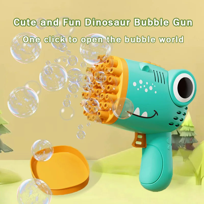 Dinosaur Bubble Gun Machine 40-Hole Handheld Toy