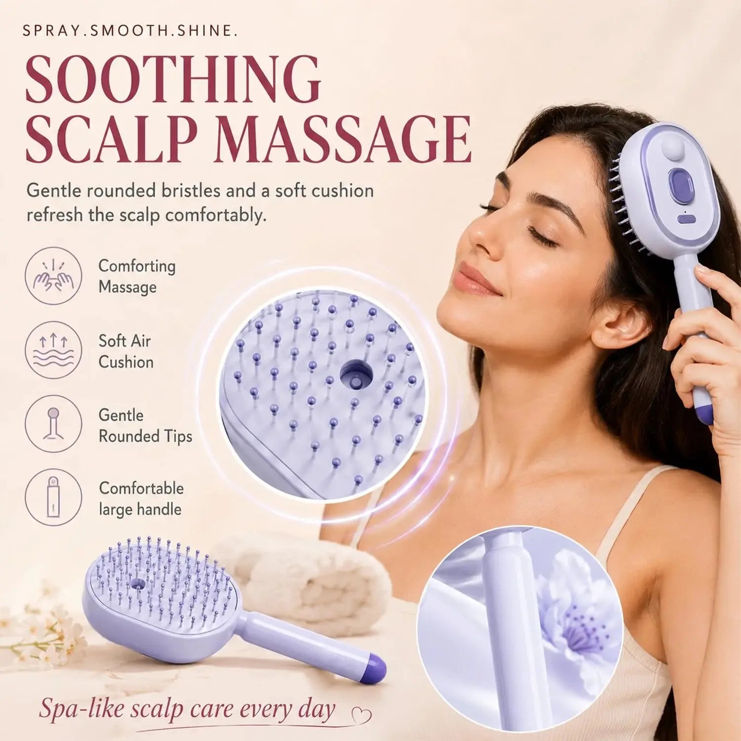 Electric Steam Hair Straightening Brush With Massage