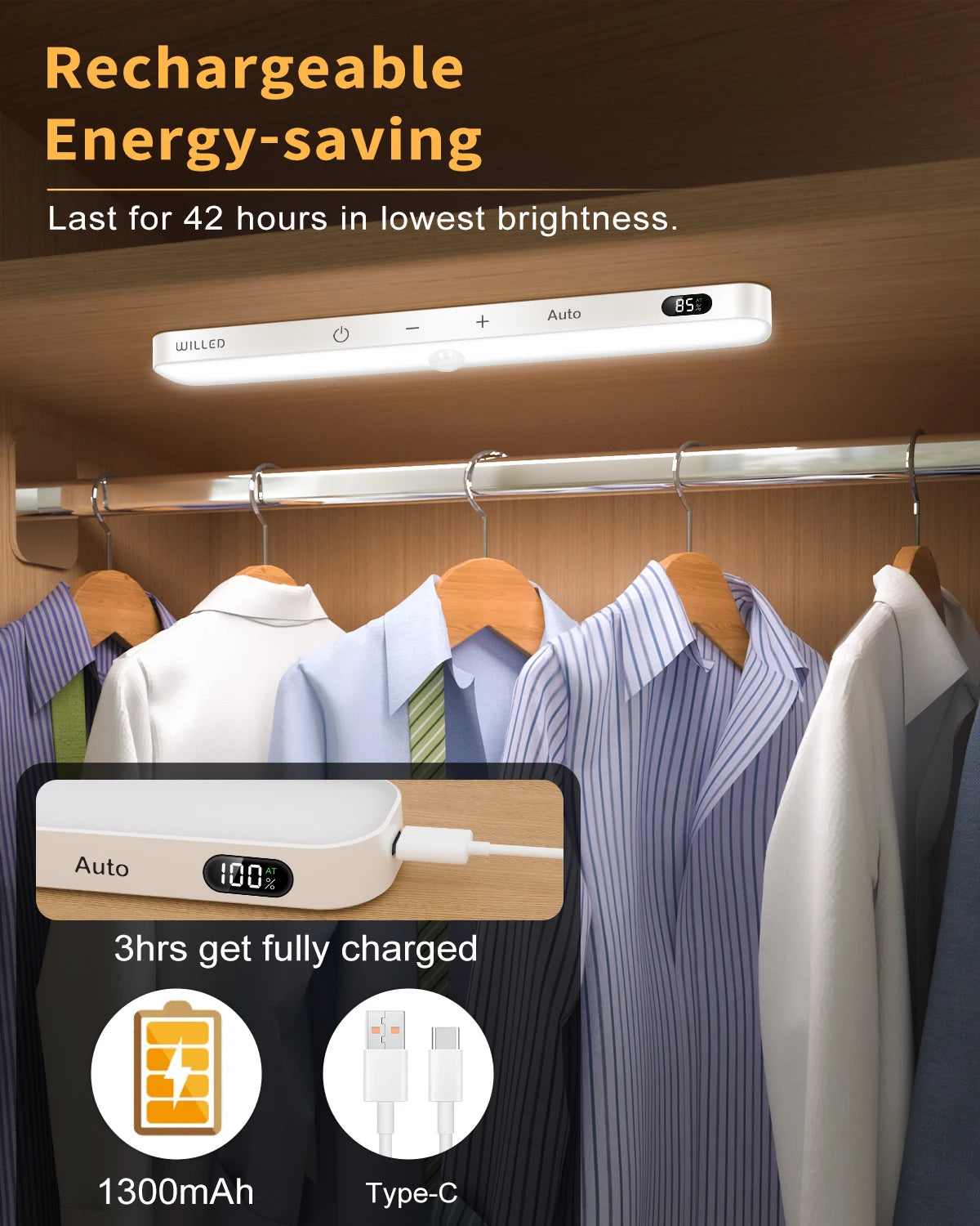 Motion Sensor LED Cabinet Light Bar – Rechargeable - EverGrowMarkeplace