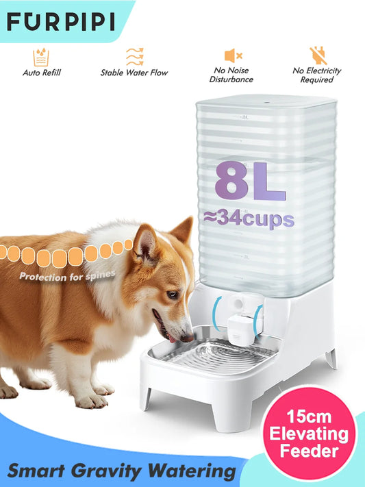 8L Elevated Dog Water Dispenser – Stainless Steel Bowl