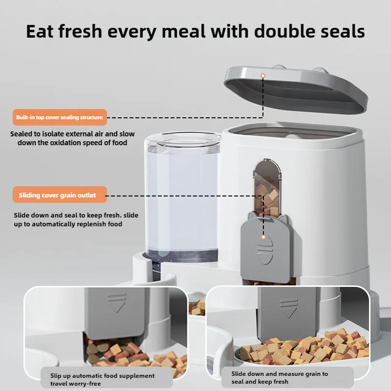 Automatic Pet Feeder Bowl with Water Dispenser