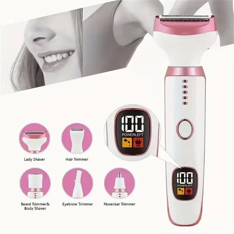 5-in-1 Rechargeable Lady Shaver With LED Display