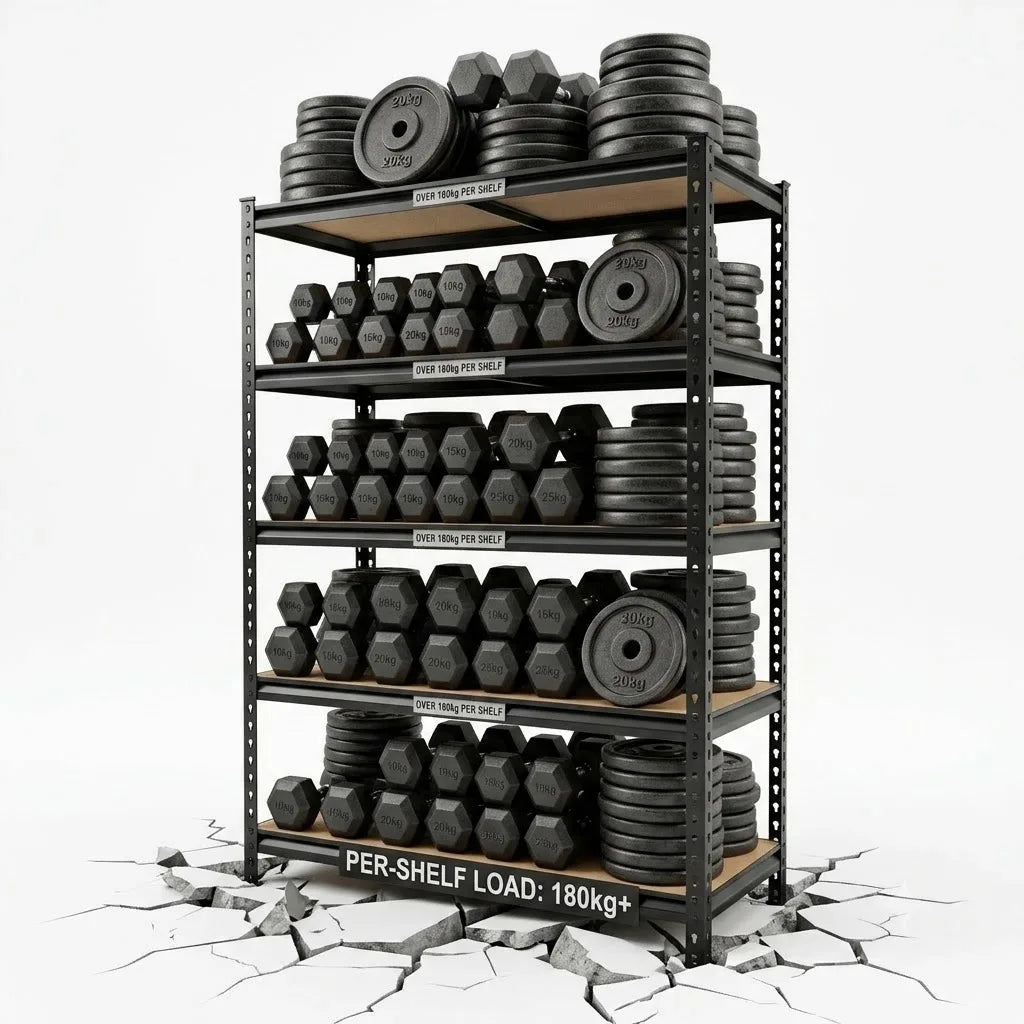 5-Tier Garage Shelving Rack with Slim Depth Metal Frame