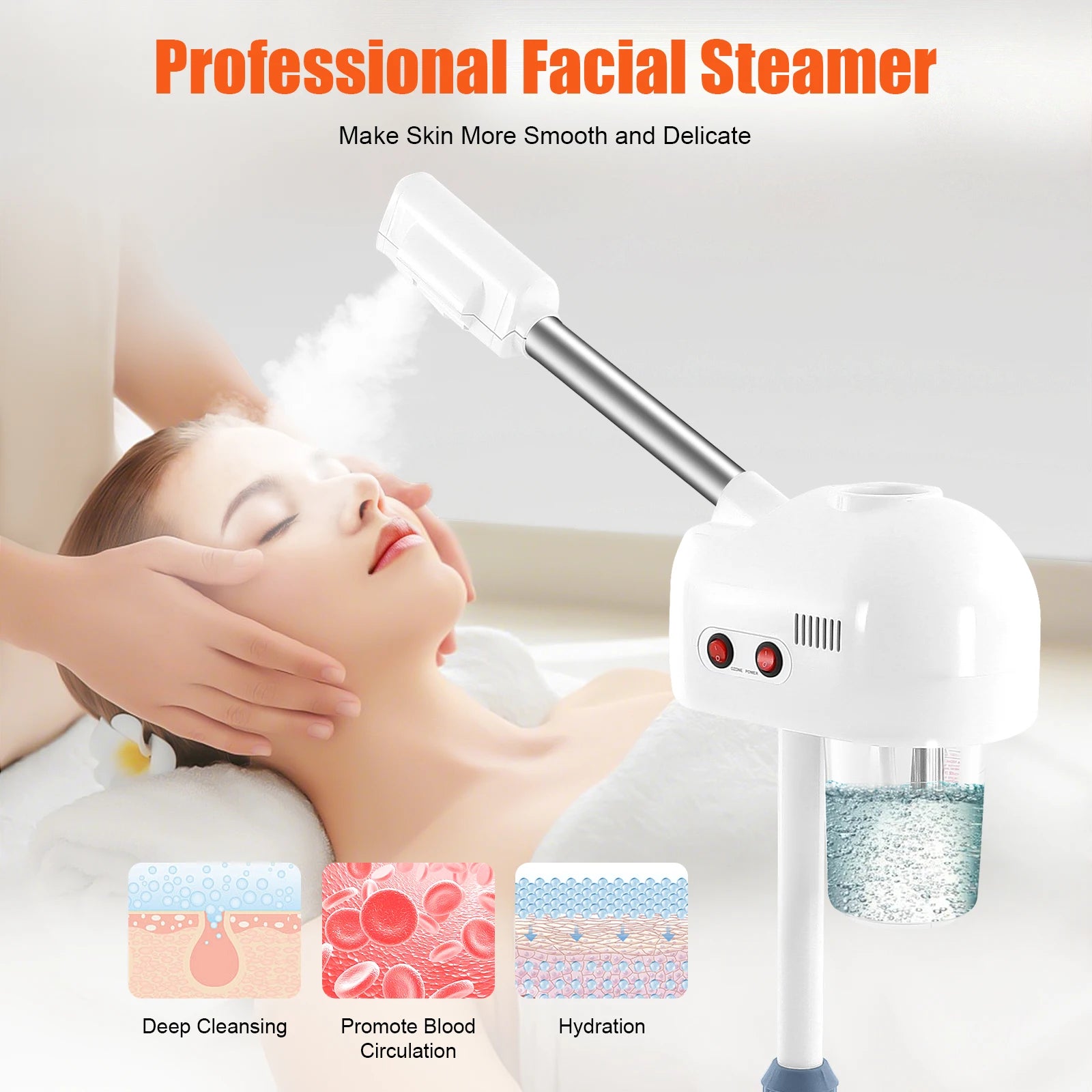Ozone Facial Steamer 750 ml – Adjustable Floor Stand - EverGrowMarkeplace