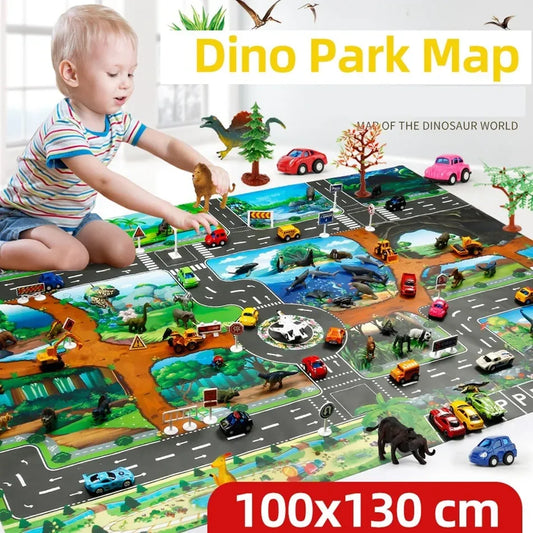 Kids Road Map Play Mat 100x130 cm – Waterproof & Foldable - EverGrowMarkeplace