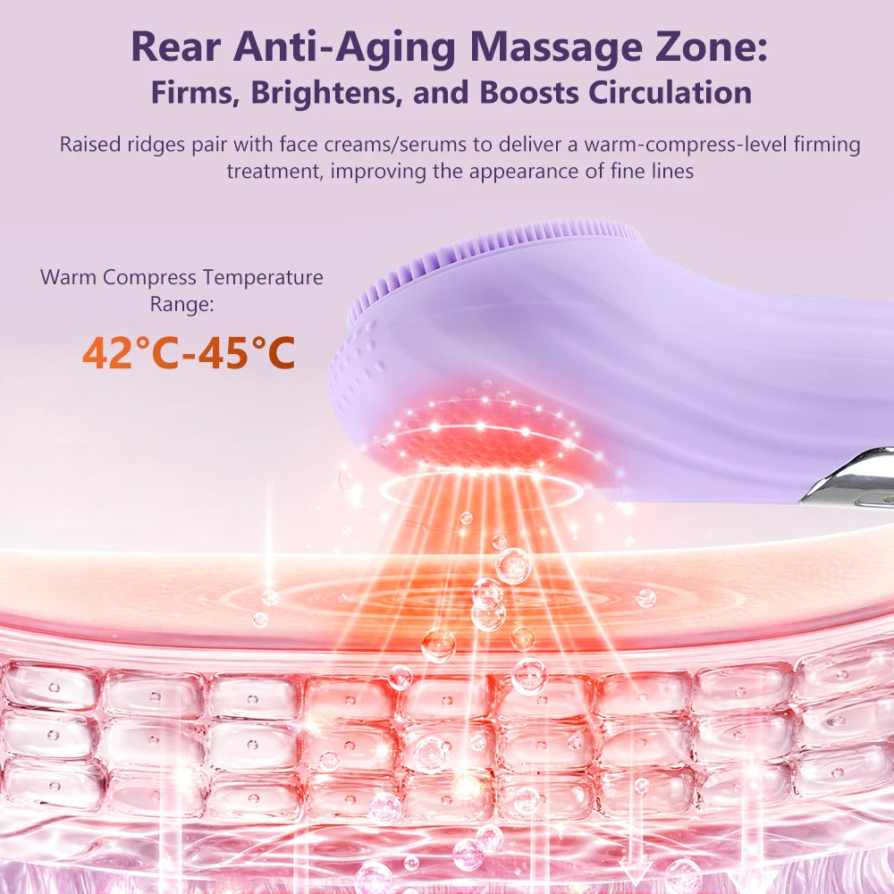 Sonic Silicone Facial Cleansing Brush with Warm Massage