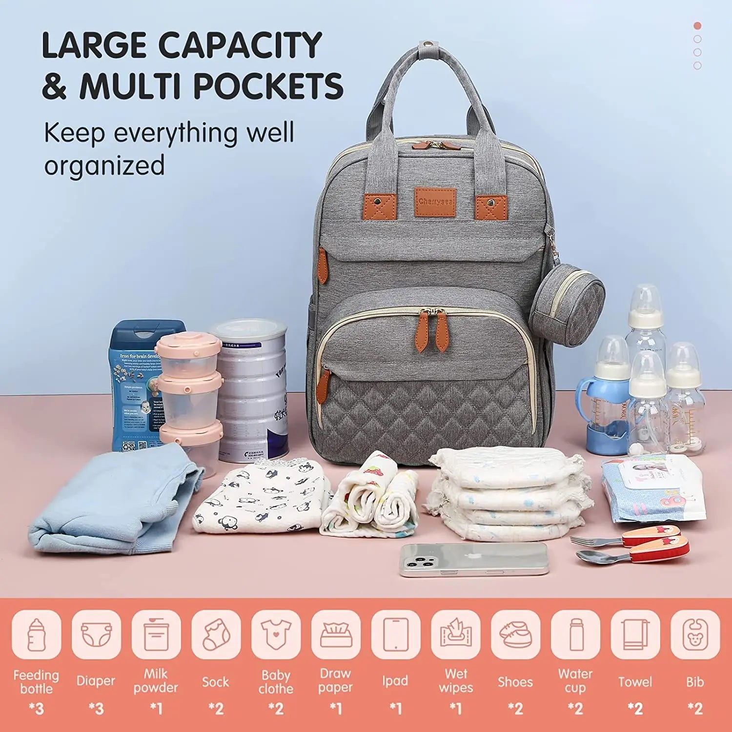 3-in-1 Diaper Bag Backpack with Foldable Baby Bed - EverGrowMarkeplace