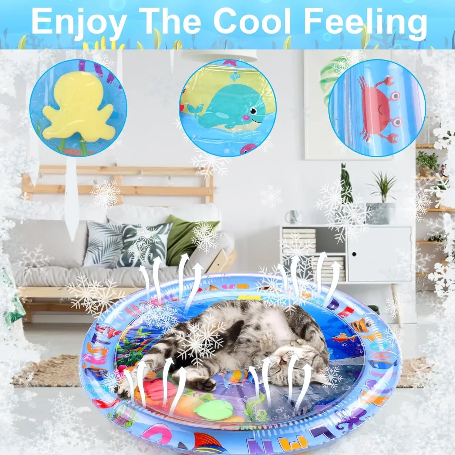 Inflatable Water Play Mat for Pets with Floating Toys