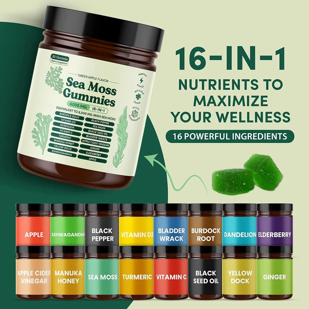 Sea Moss Gummies 16-in-1 Supplement With Vitamins C & D3