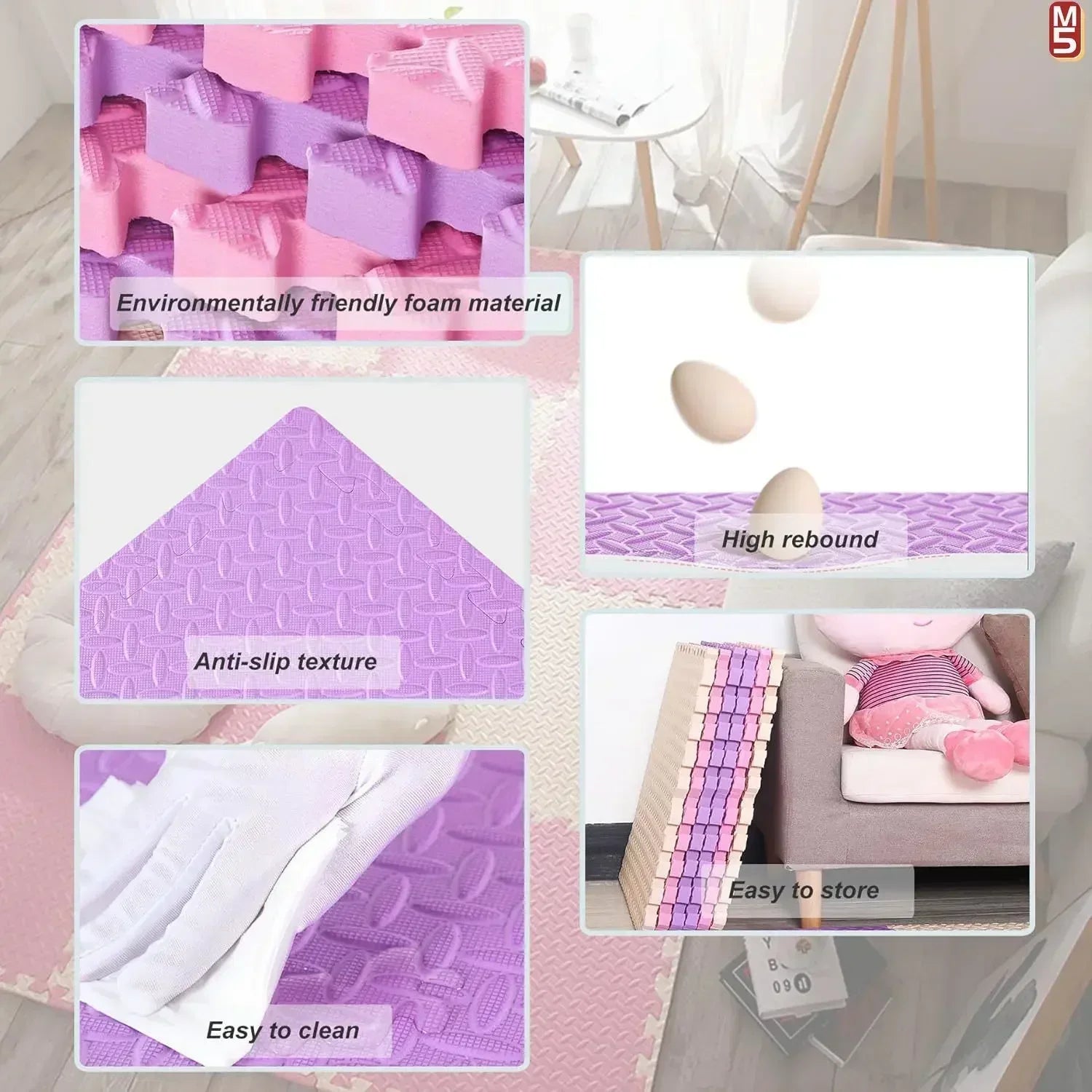 Thick Non-Slip Baby Play Mat – Interlocking Foam Tiles - EverGrowMarkeplace