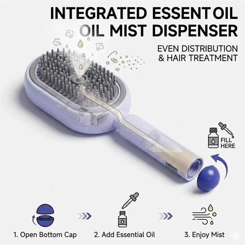 Electric Spray Scalp Massager Comb – Self-Cleaning
