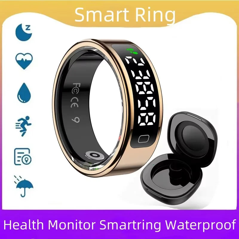 Smart Fitness Ring With LED Screen And Health Tracking