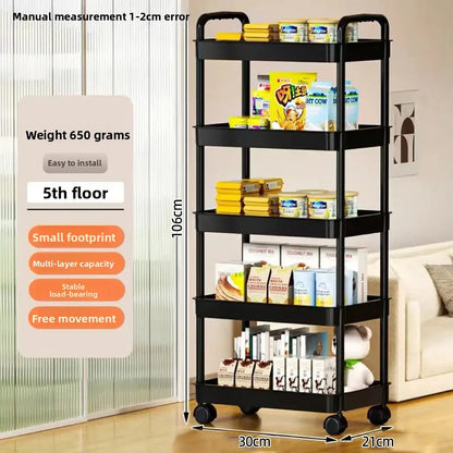 5-Layer Kitchen Storage Trolley Cart – 360° Rolling Rack