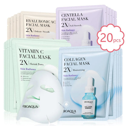Centella Collagen Face Sheet Masks – Hydrating 20-Pack - EverGrowMarkeplace