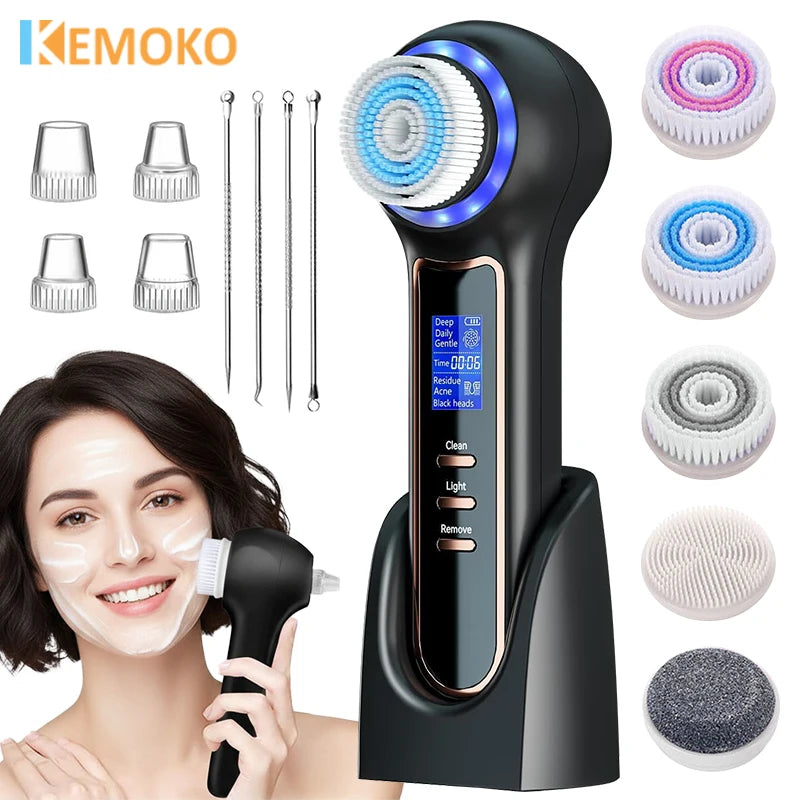 Electric Facial Cleansing Brush With Pore Vacuum Suction