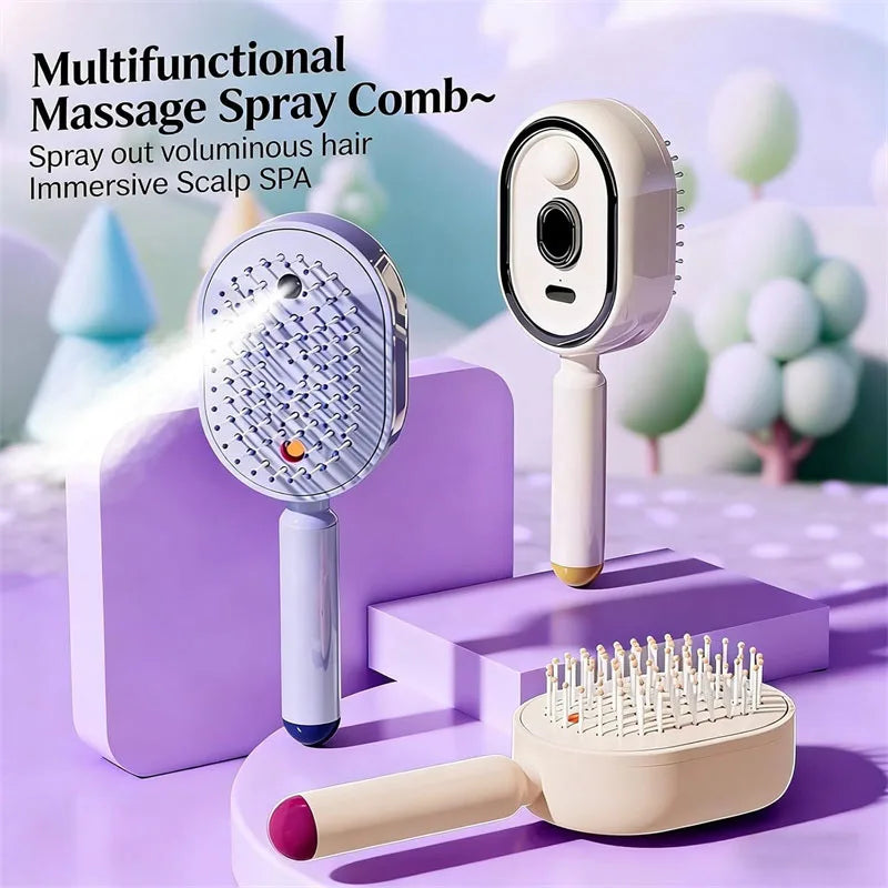 Electric Spray Scalp Massager Comb – Self-Cleaning
