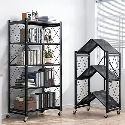 Foldable Metal Storage Shelving Unit with Wheels