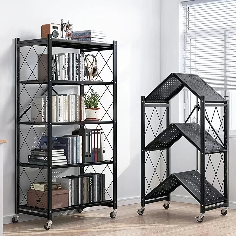 Foldable Metal Storage Shelving Unit with Wheels